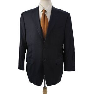 Trussini Mens Dark Blue 2 Piece Suit Jacket Collared Button Classic Size 52